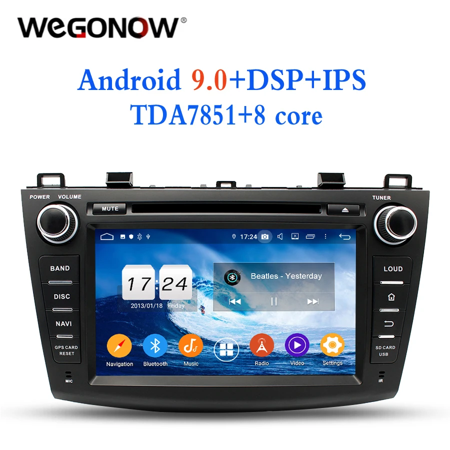 2DIN Android 9 0 для Mazda 3 2009 2012 4 Гб + 32 8 ядерный Автомобильный мультимедийный dvd плеер gps
