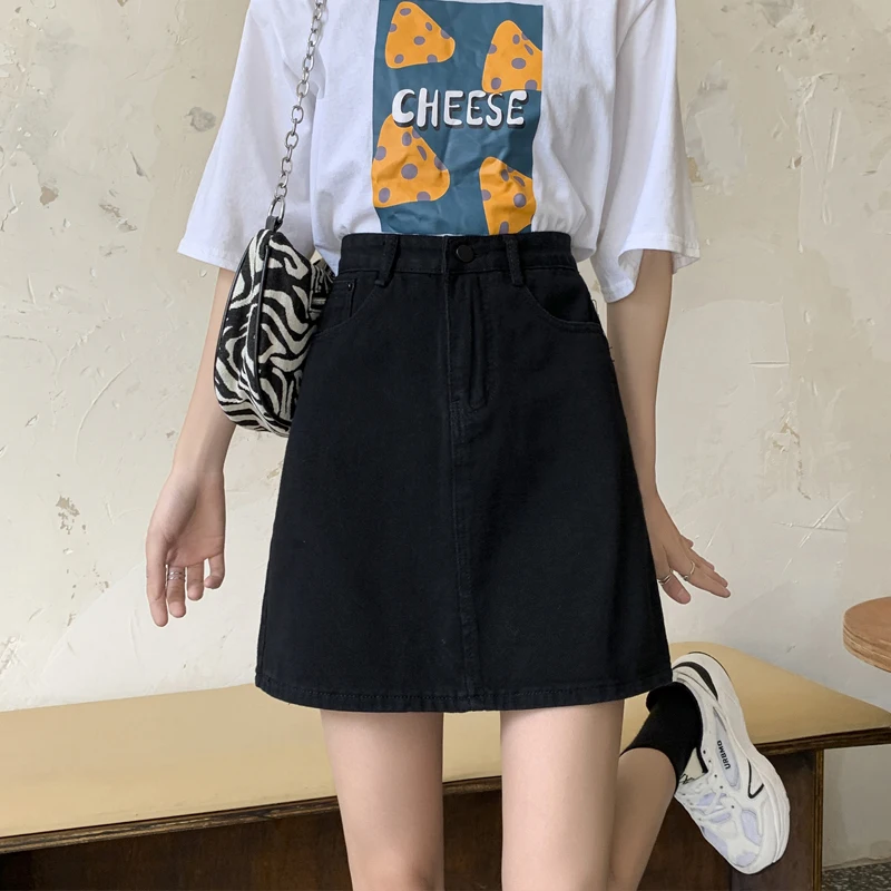 

High waist denim skirt for women's new A-line dress in spring and summer 2021