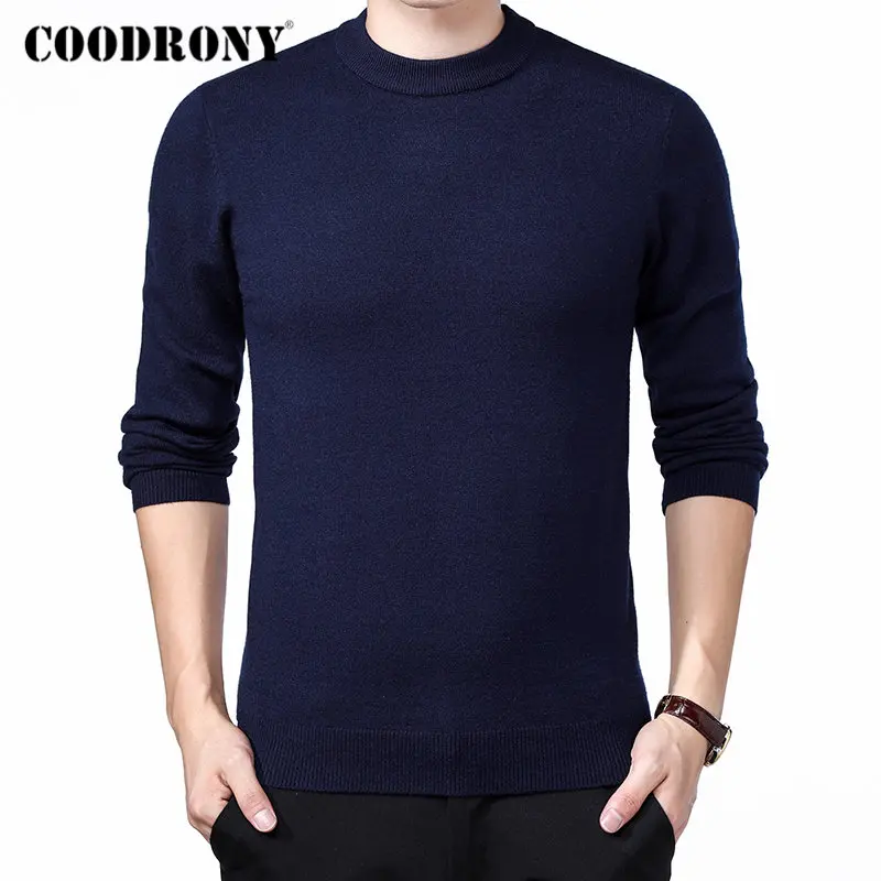 Бренд COODRONY, мужской свитер, Осень-зима, толстый, теплый, Pull Homme, Классический Повседневный пуловер с круглым вырезом, мужской кашемировый шерстяной трикотаж 91109