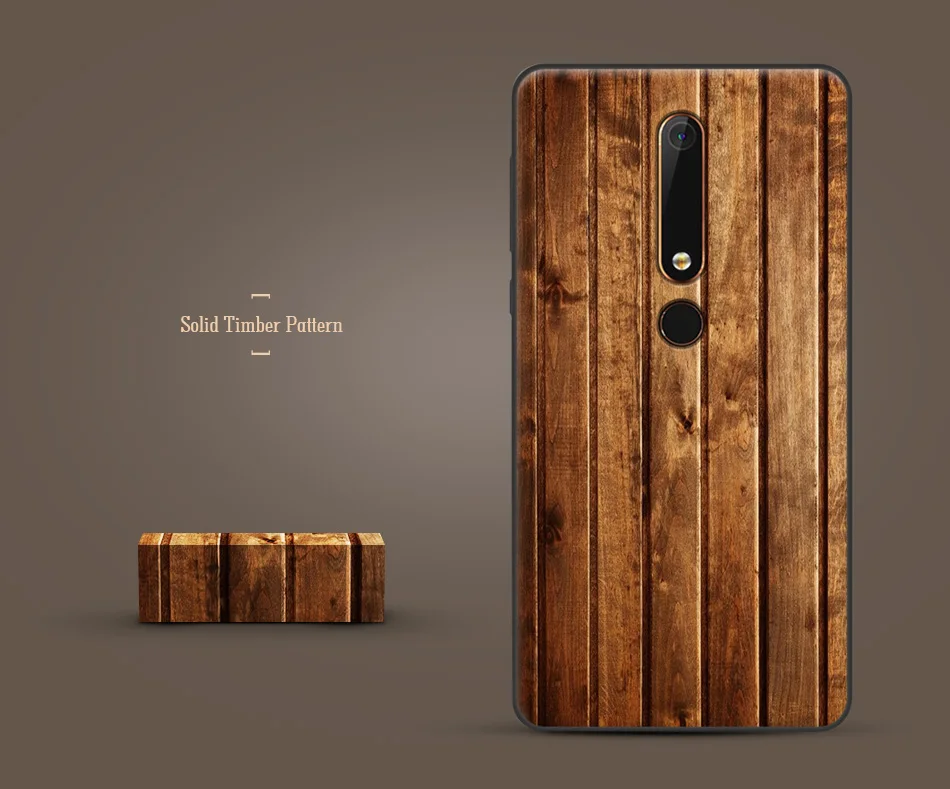 Для Nokia 6,1/6 чехол Мягкая силиконовая Обложка ТПУ Дерево Деревянный камень узорной чехол для телефона защитный чехол противоударный