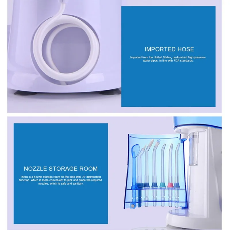 

Tooth Cleaner Water Dental Flosser with 7 Tips 1000ml Large Capacity Professional Electric Oral Irrigator