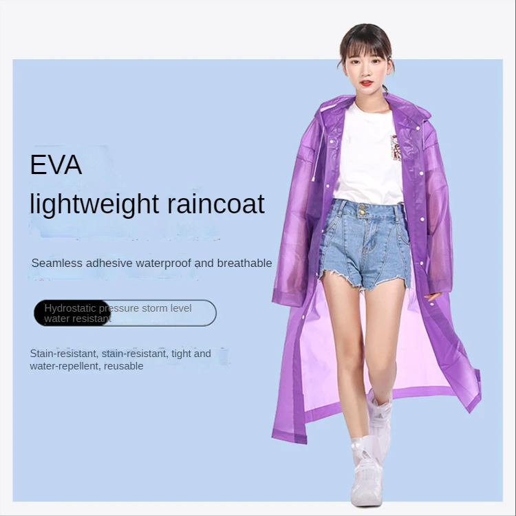 

Outdoor Tourism Non Disposable Frosted Adult EVA Raincoat