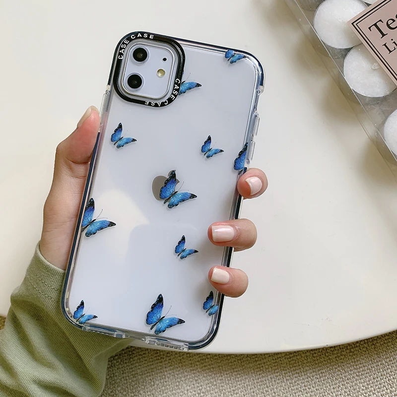 Beauty Blue Butterfly защитный чехол для телефона iphone 11 Pro 12 Max XR X XS 7 8 6 6S Plus мягкая