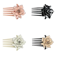 hot selling hair accessories camellia women hair comb charming prom hair combs acetate hair jewelry