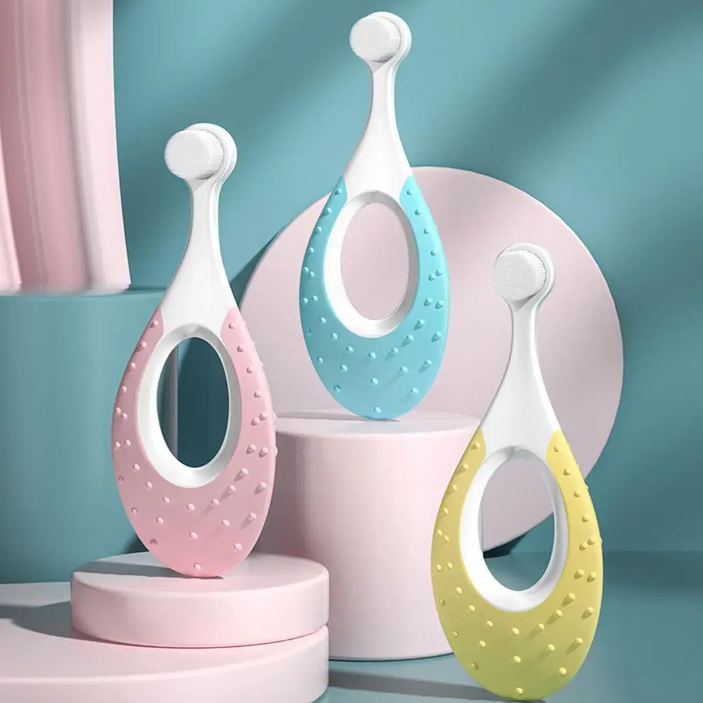 

Children's Soft Brush Toothbrush With Ring Handle Round Non-slip Head Protect Teeth Bristles Safe 0.08mm Baby Design Materi B4G2