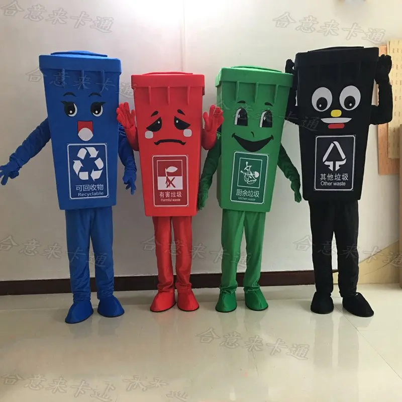 

Popular Recycle Trash Can Mascot Costume Adult Size Waste Bin Garbage Can mascotte Costumes easter halloween outfit Fancy Dress