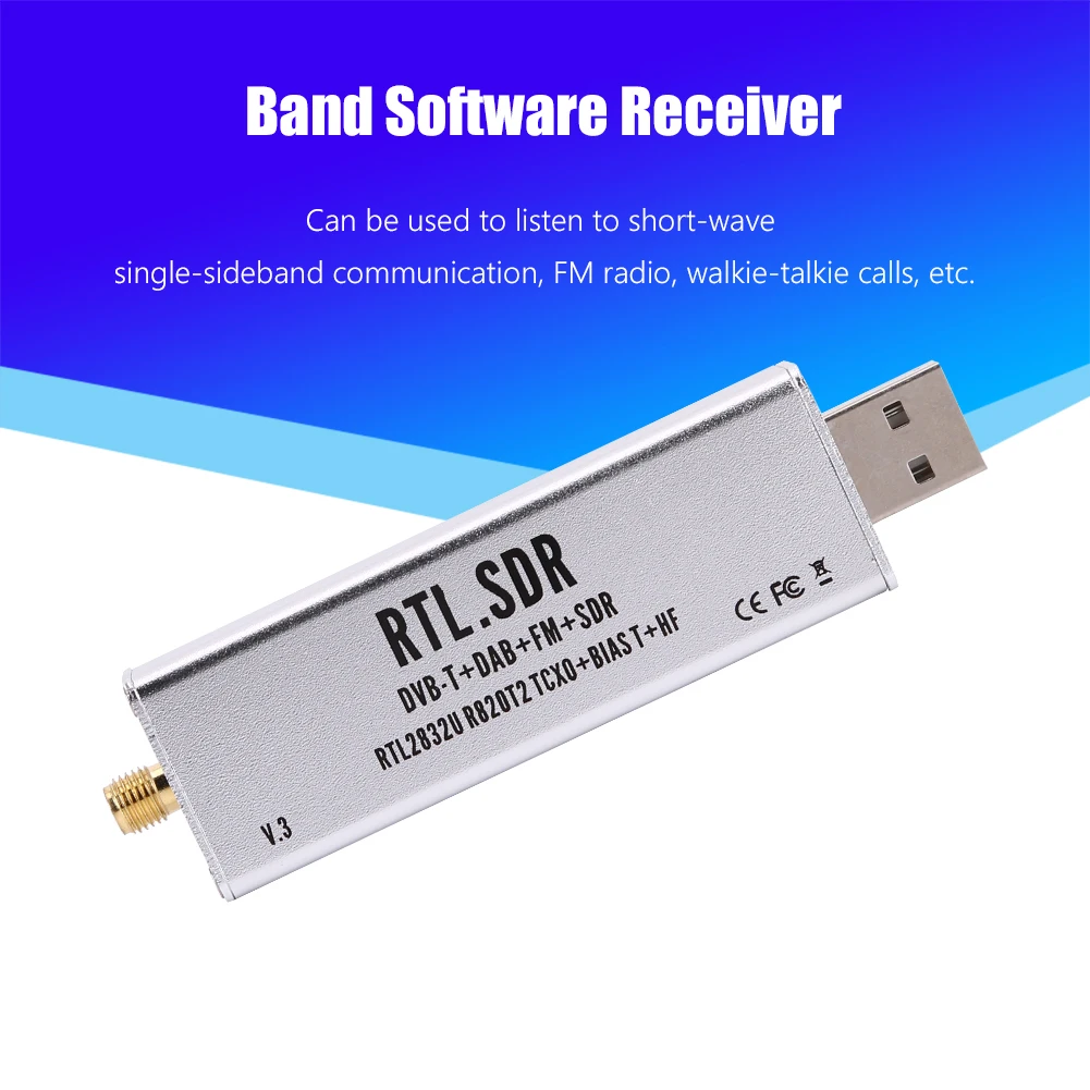 

RTL-SDR блог RTL SDR V3 R820T2 RTL2832U 1PPM TCXO SMA RTLSDR программно определяемое радио с многофункциональной антенной