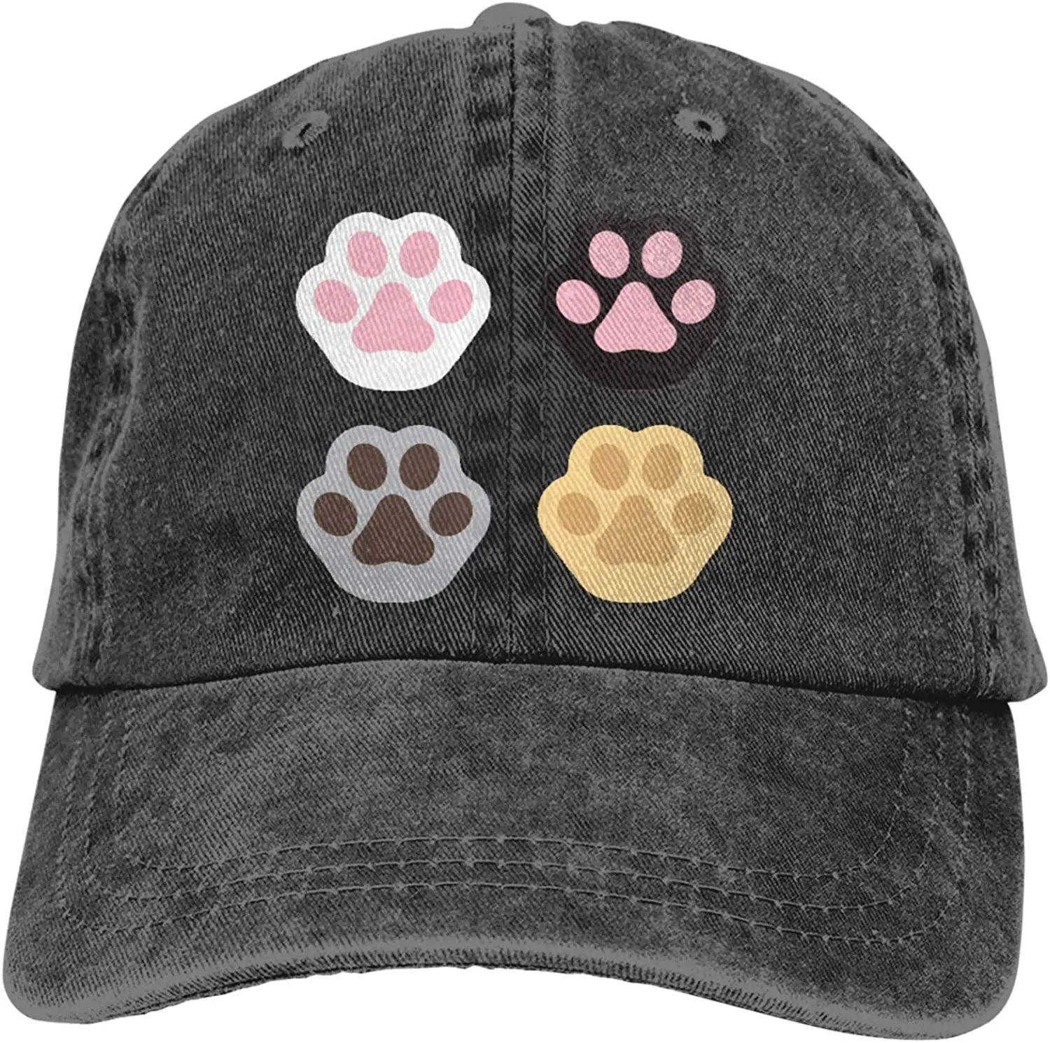

Dog Paw Vector Unisex Baseball Cap for Men Women Adjustable Classic Vintage Washed Cotton Denim Trucker Hat