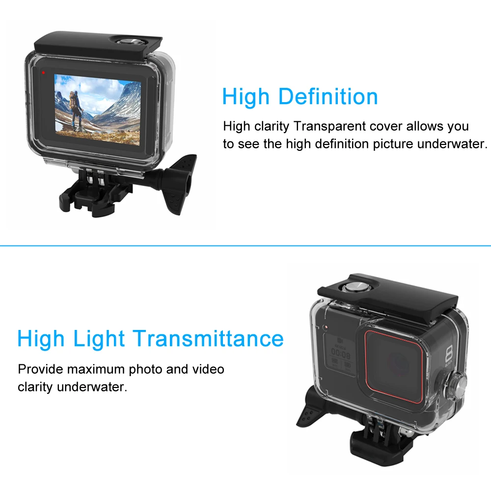 60 м водонепроницаемый чехол для GoPro Hero 8 черный корпус для подводного погружения защитный чехол для дайвинга крепление для Go Pro 8 аксессуары для камеры
