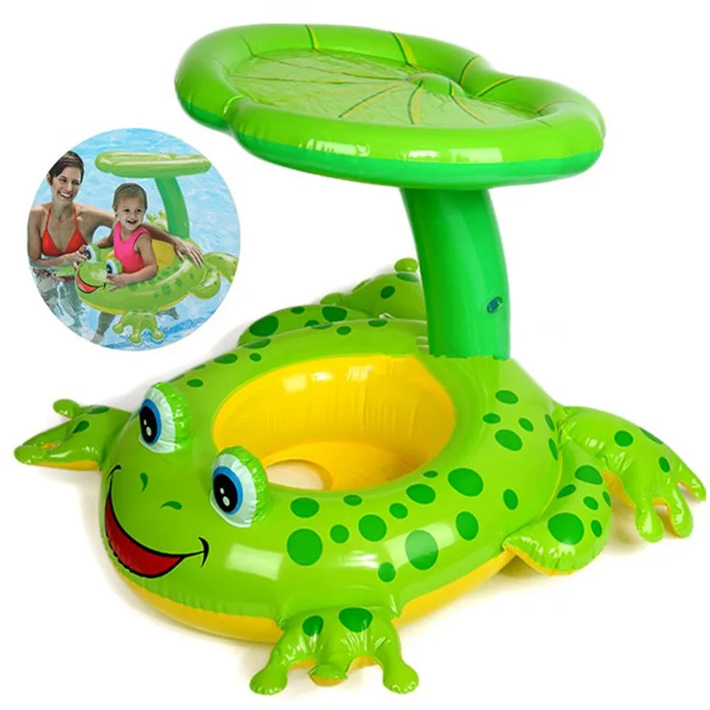 

[ Funny ] Seat Float Frog Swimming Pool Accessories PVC Children Pool Inflatable Swimming Circle baby catoon inflatable boat toy