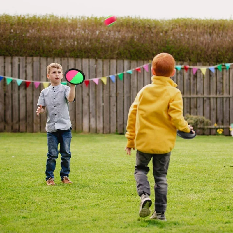 2 Set Toss Catch Ball Paddle Game Toys With Balls 4 Paddles For Outdoor Games Kids/Adults/Family |
