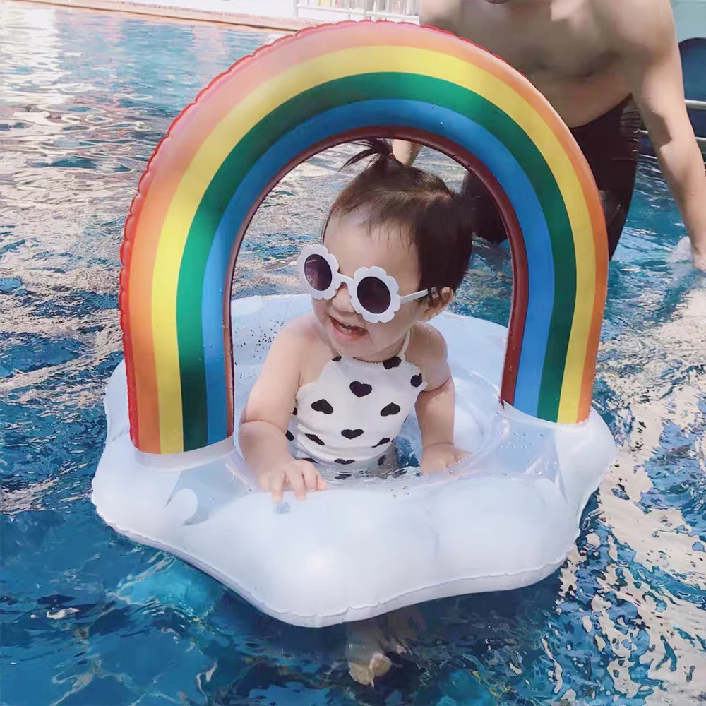 

Kid Baby Outdoor Activities Inflatable Rainbow Swimming Ring Toy Pool Float Buoy Mattress Beach PVC Swim Summer Seat Ring Safe