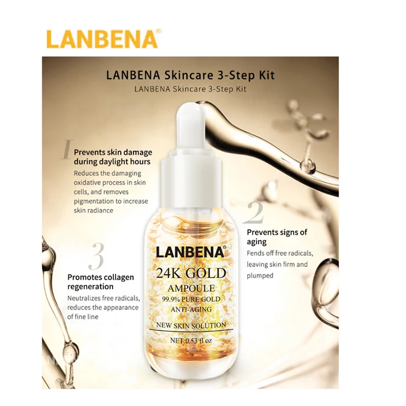 Купить 3 получить 1 подарок LANBENA 24K золото пептид морщин глаз ампулы Коллаген Сыворотка ампула шесть Пептидов Маска для лица антивозрастной крем набор