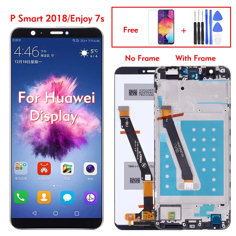 

Для Huawei P Smart 2018 Enjoy 7S FIG LX1 LA1 LX2 LX3 TL10 AL10 ЖК-дисплей с сенсорным экраном дигитайзер в сборе с или без рамки