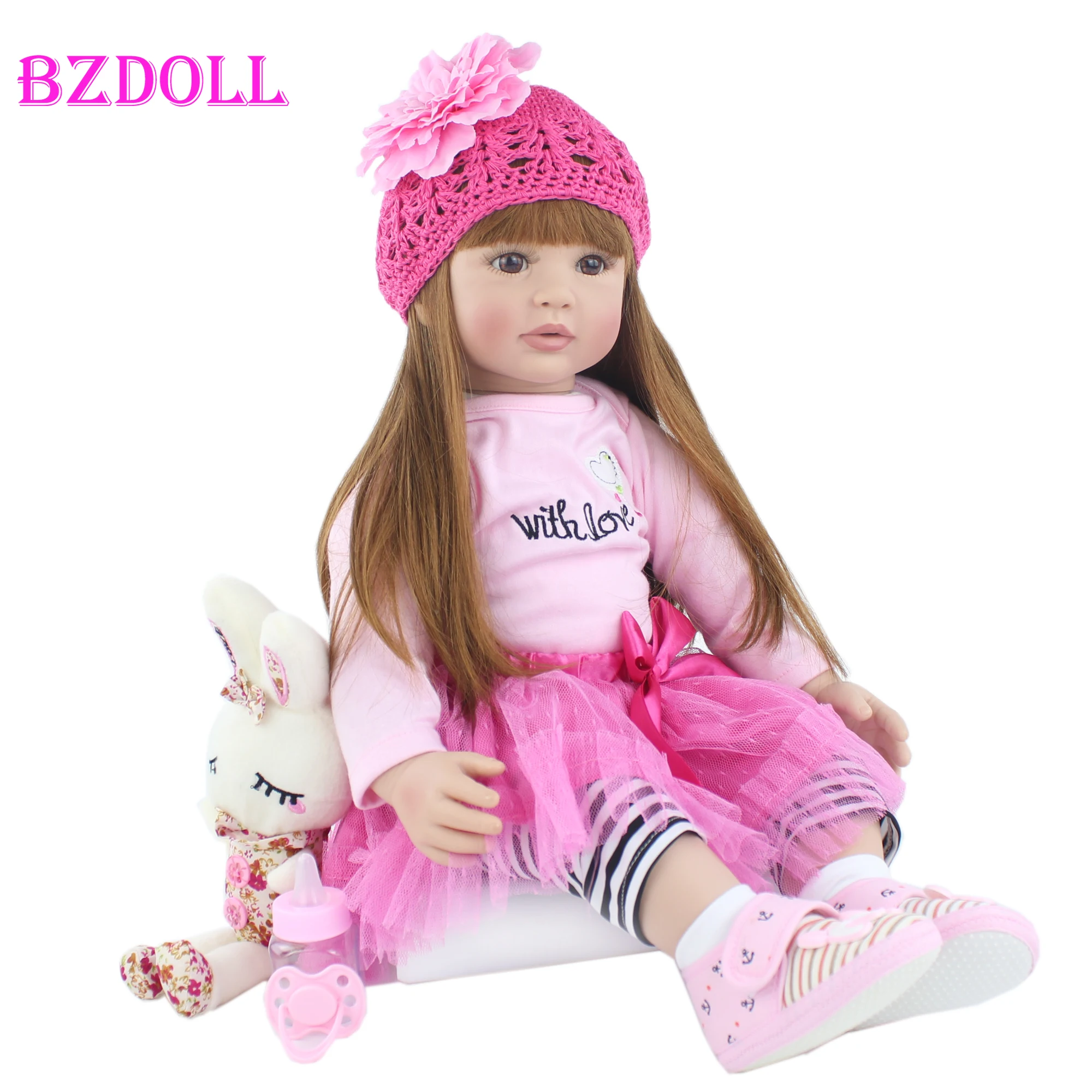 

60cm Silicone Reborn Baby Doll Toy Realistic Vinyl Princess Toddler Bebe Child Birthday Gift Girl Babies Boneca Brinquedo