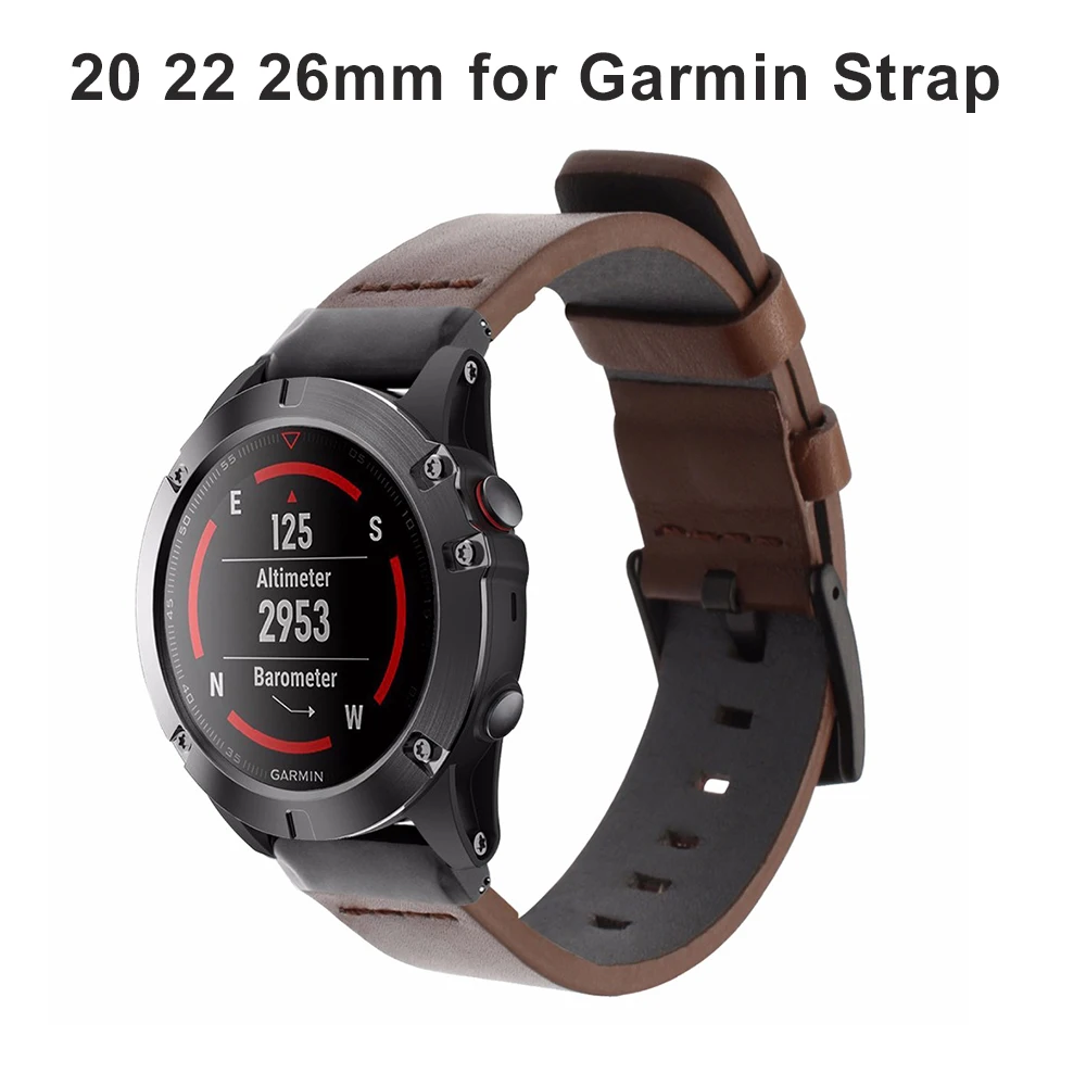 Кожаный ремешок для наручных часов Easy fit quick Bracelet Belt 20 22 26 мм для Garmin Fenix 3/Fenix 5 5S 5x Plus Smart Watch band