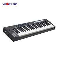 worlde blue whale 49 portable usb midi controller keyboard 49 semi weighted keys 8 rgb backlit trigger pads led display