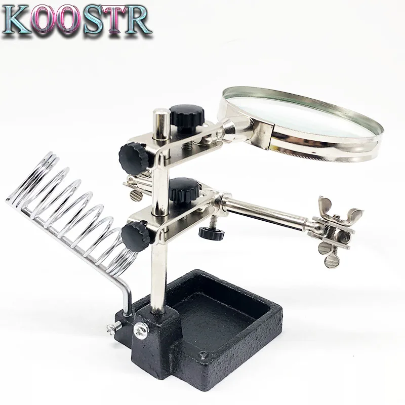 Регулируемая подставка для паяльника с 5 кратным увеличением и вращением на 360