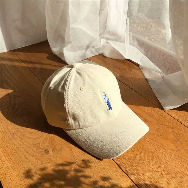 

Korean Version Ins Same Embroidered Cap Simple Cartoon Design Women's Leisure Trendy Face Small Sunshade Baseball Cap Women