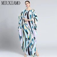 miuximao 2021 bohemian plus size dress o neck batwing sleeve maxi dress women elastic silk floor length new fashion kaftan dress