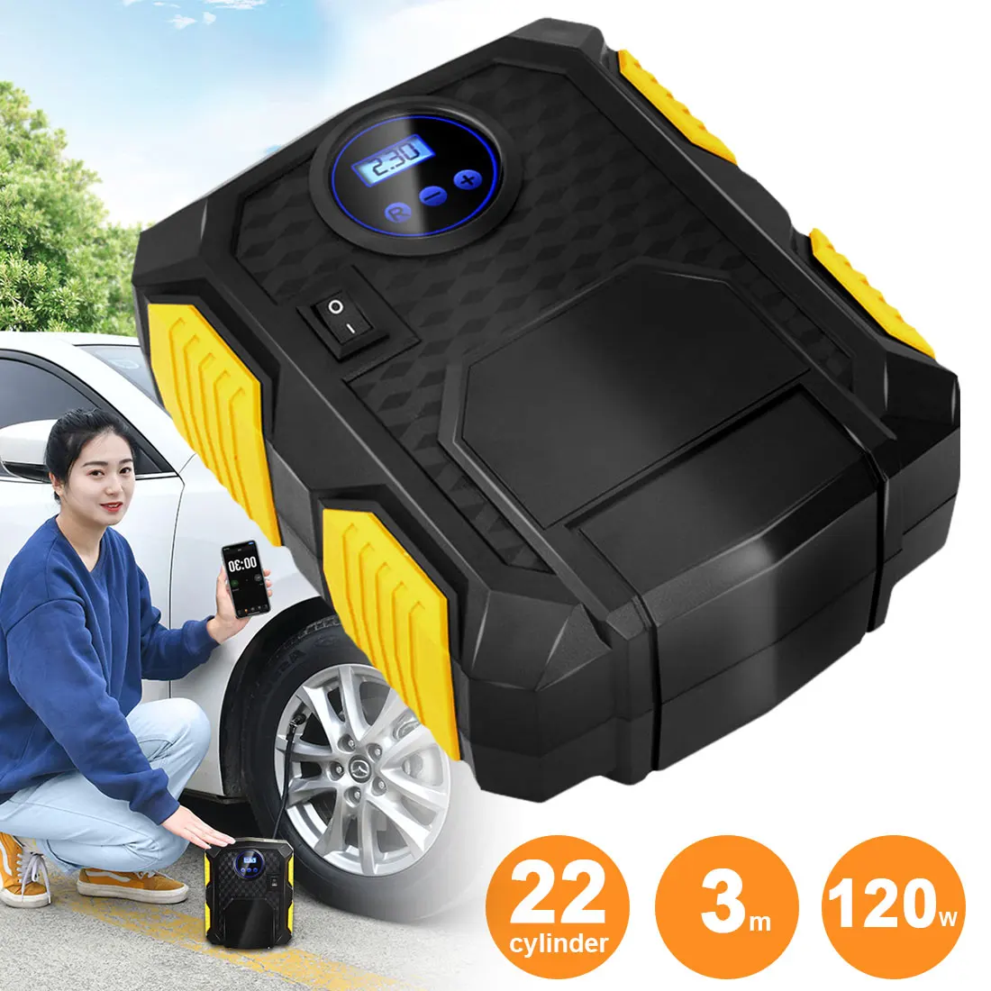 Preço Compressor De Ar Inflável Do Compressor De Ar Da Bomba Do Pneu De Digitas 12v Com Diodo Emissor De Luz Inflator Portátil Do Pneu De Digitas 150 Libras Por Polegada Quadrada