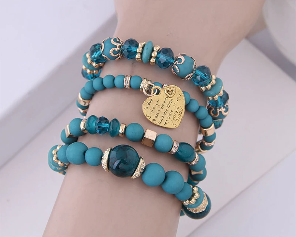 

Vintage fringed multi-layer mixed color beaded bracelet hand-woven female bracelet