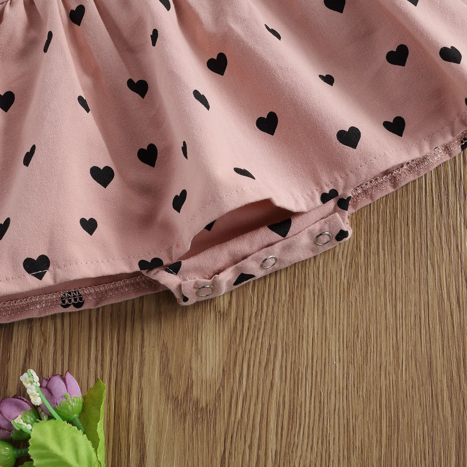 

0-24M Newborn Baby Girls Dress Bodysuits Love Heart Print Ruffles Long Sleeve Jumpsuits 2-piece Spring Autumn Kids Clothing