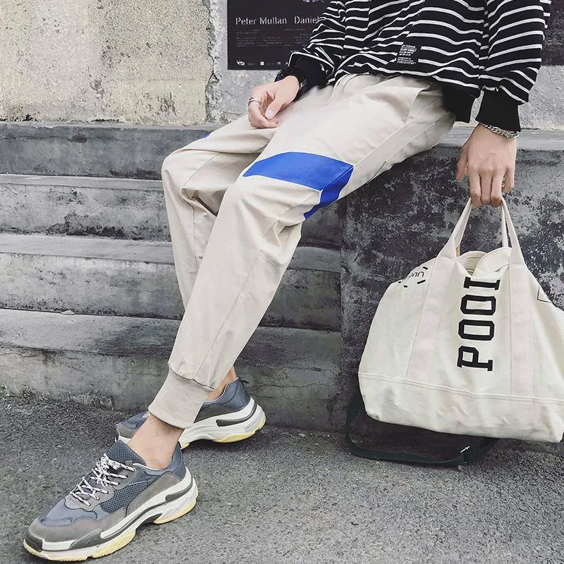 

Hip Hop Streetwear Men's Splice Joggers Pants Fashion Men Casual Cargo Pants Trousers High Street Elastic Waist Harem Pant Males