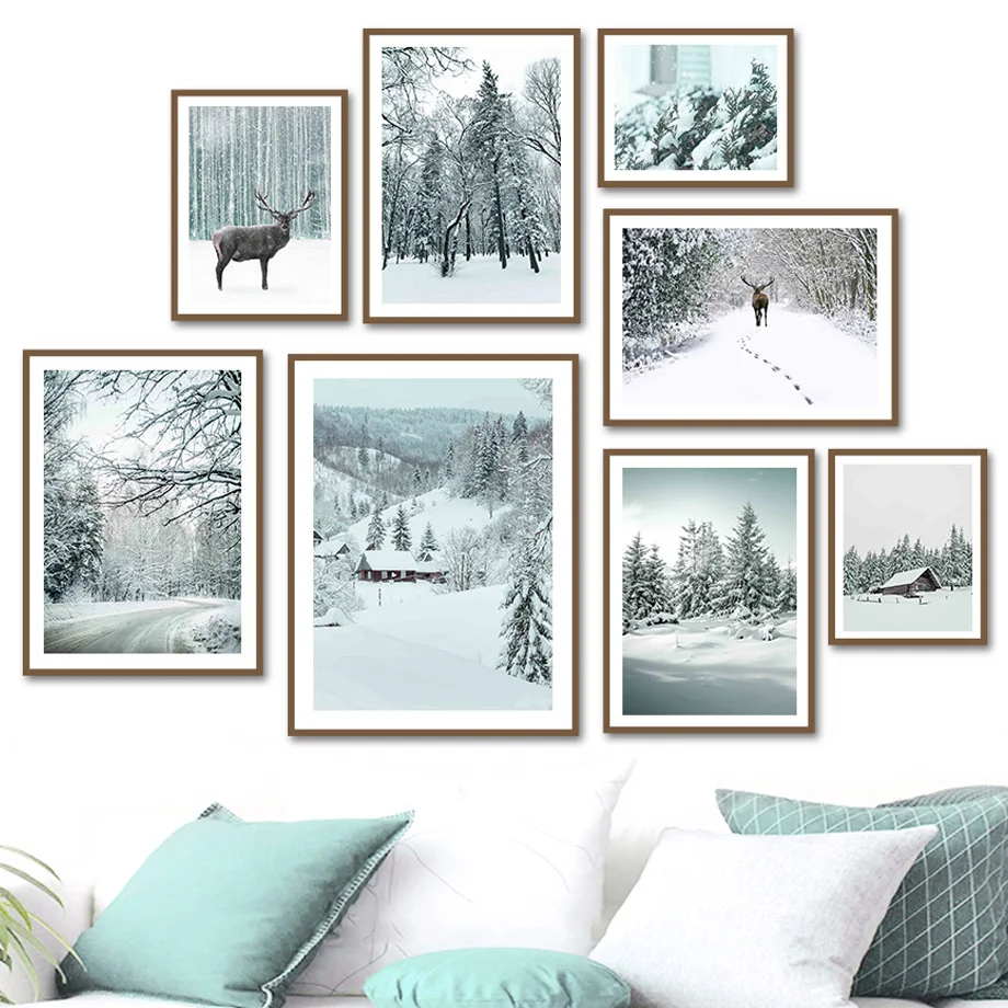 Настенная картина на холсте постеры и принты с изображением сосны дерева оленя