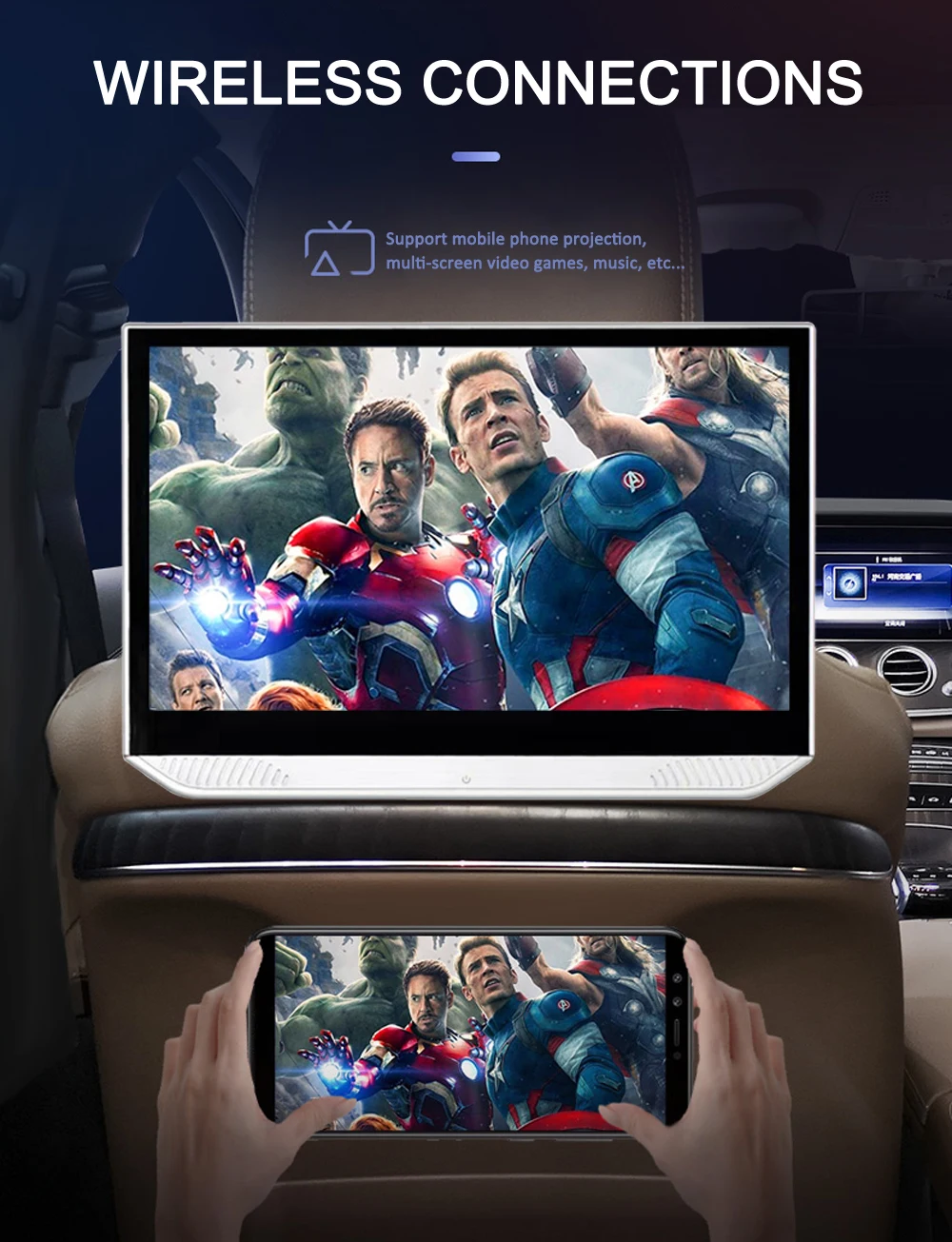 Tesla style 13 3 &quotAndroid 7 1 автомобильный монитор на подголовник 1080P HD сенсорный экран Wi Fi