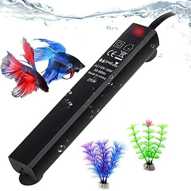 Betta Fish Tank Heater 25W Mini Aquarium Heaters Energy-Efficient Water Warmer Temperature Controller Smart Thermostat US Plug |