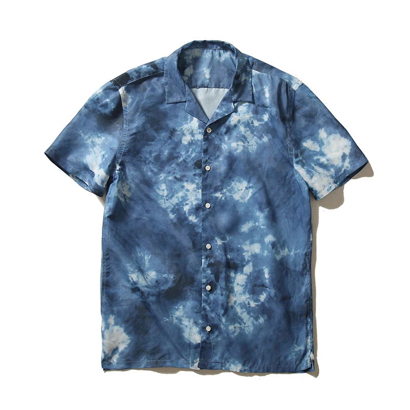 Летняя мужская рубашка с коротким рукавом и принтом в пляжном стиле