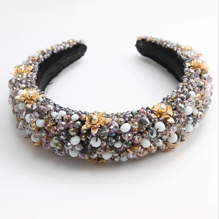 

Crystal headbands ins explosive handmade beaded pearl flower hairband girl sweet wind hairband clothing accessories