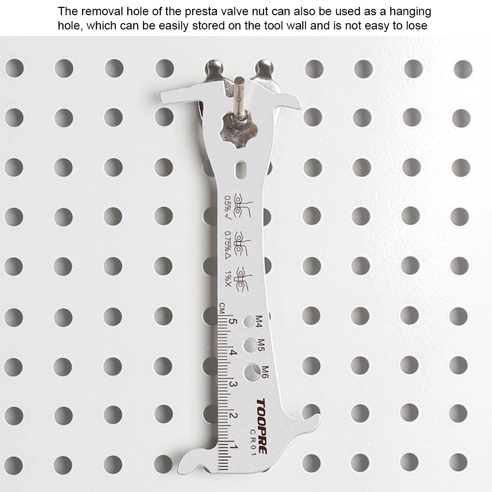 

6-in-1 Bicycle Chain Checker Chain Wear Gauge Valve Core Tool Chain Measuring Ruler Tool for Mountain Bikes and Road Bicycles