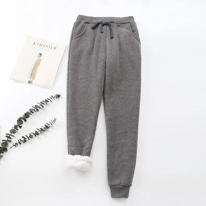 2021 осенне зимние модные толстые овчины кашемировые штаны теплые женские