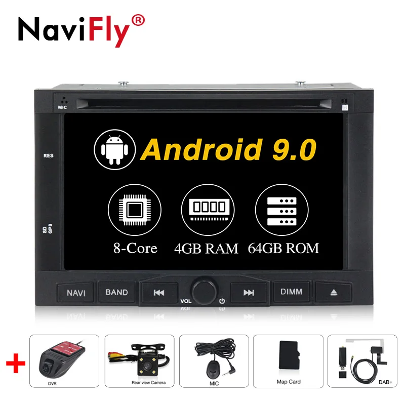 NaviFly 8Core 4G RAM 64G ROM Android 9 0 автомобильный мультимедийный плеер для PEUGEOT 3008 Peugeot 5008 2009