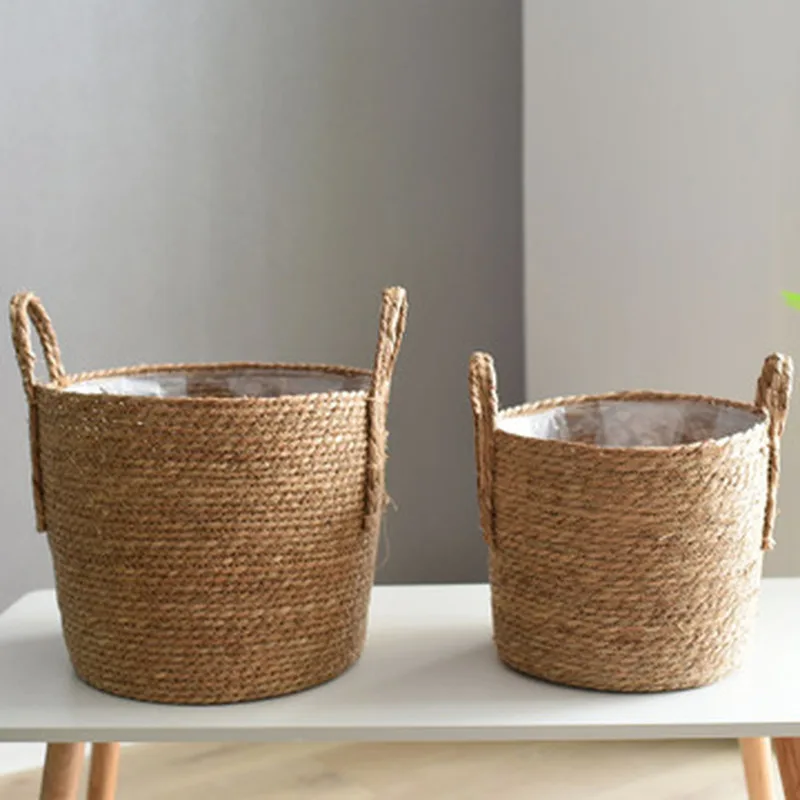 Straw Storage Basket Rattan Floor Flower Pot Crafts Decoration Modern Home Livinroom Bedroom Shop Hanging | Дом и сад