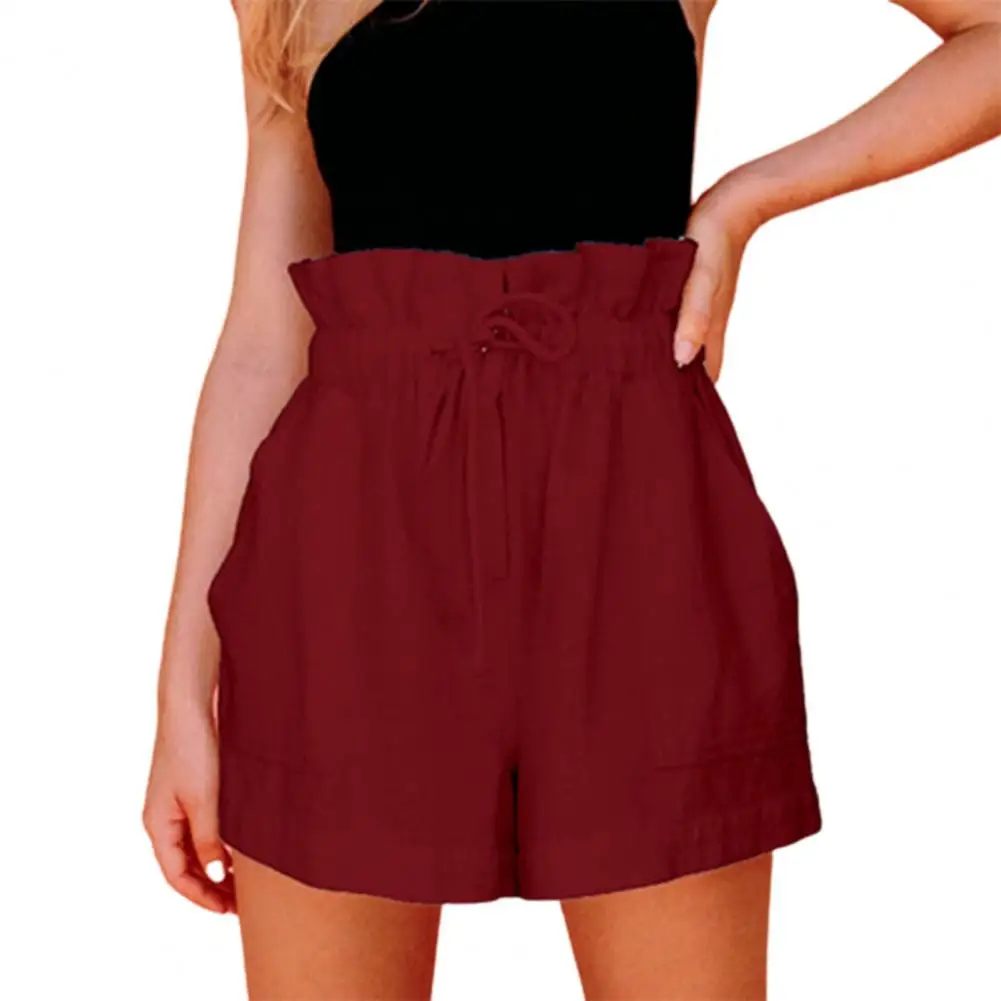 

80% Dropshipping!!2021 summer new women's shorts solid color wide-leg loose drawstring pocket dating shorts