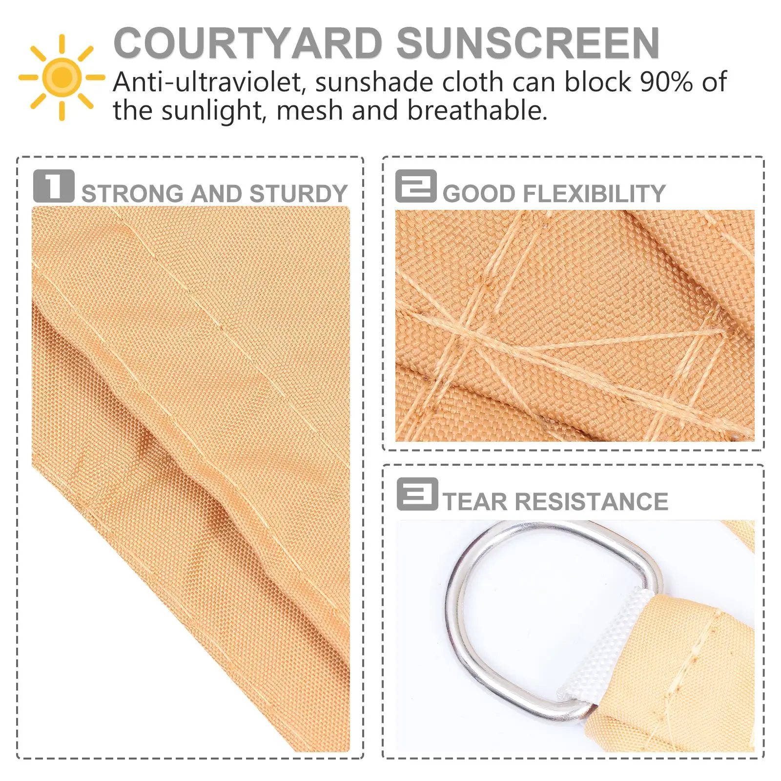 

Rectangle Sunshade Waterproof UV Block Awning Shade Sail for Outdoor