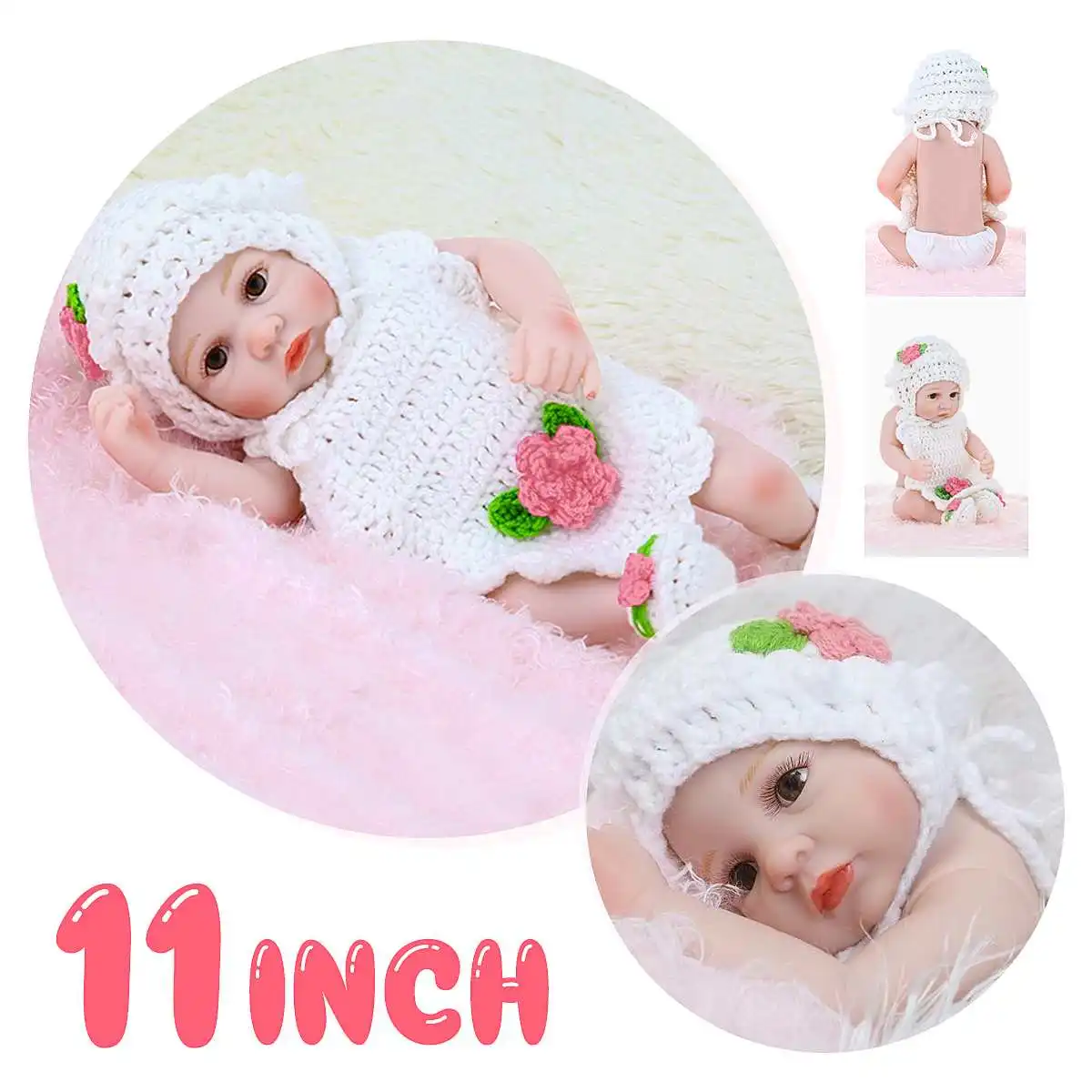 

11 Inch Mini Reborn Doll Baby 28CM Slicone Newborn Cute Soft Realistic Baby Doll Toys for Girl Boy Kids Birthday Christmas Gift