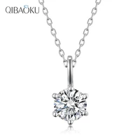moissanite necklace 1ct 6 5mm ef vvs round 18k white gold plated 925 silver diamond test passed jewelry gift
