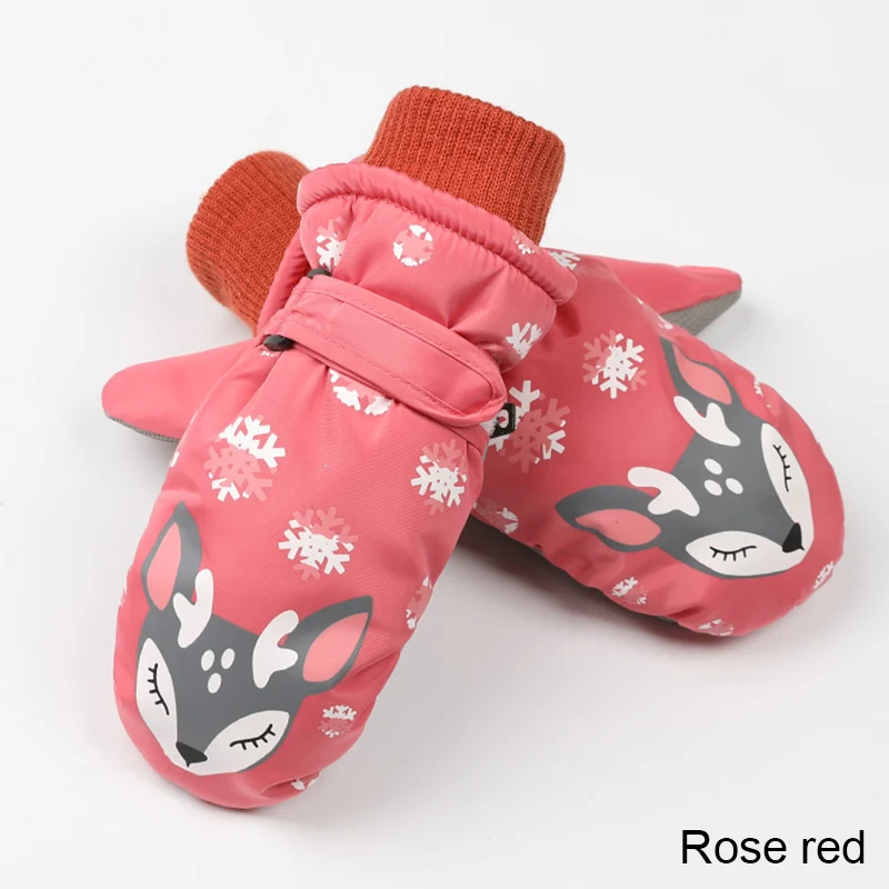 rose red Molixinyu Новые Зимние Вязаные Лыжные перчатки детские теплые перчатки для мальчиков и девочек зимние теплые бархатные Утепленные перчатки для От 8 до 12 лет - Цвет: rose red