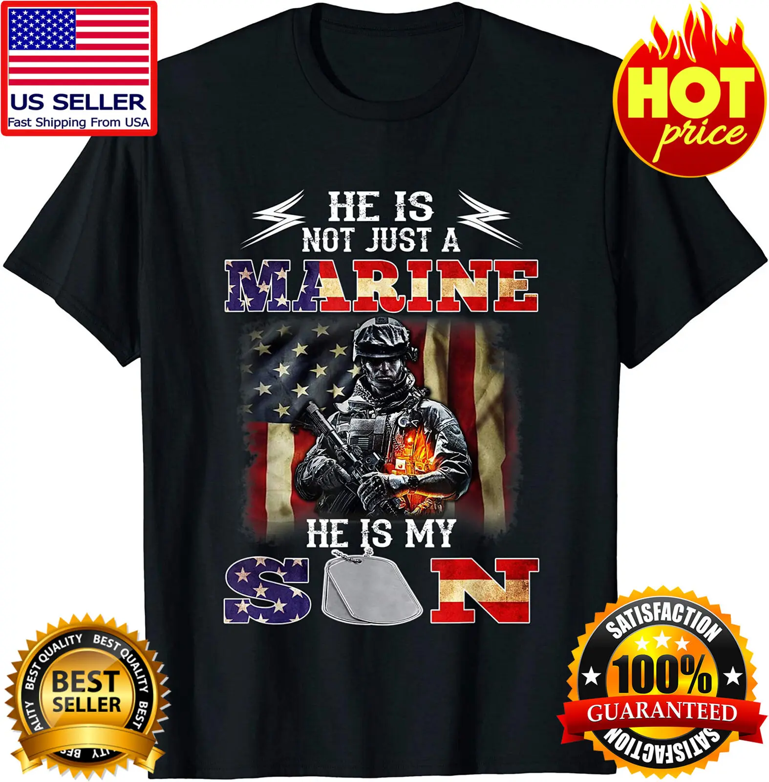 

Футболка унисекс «He Is Not Just A Marine», «He Is My сын» для отца