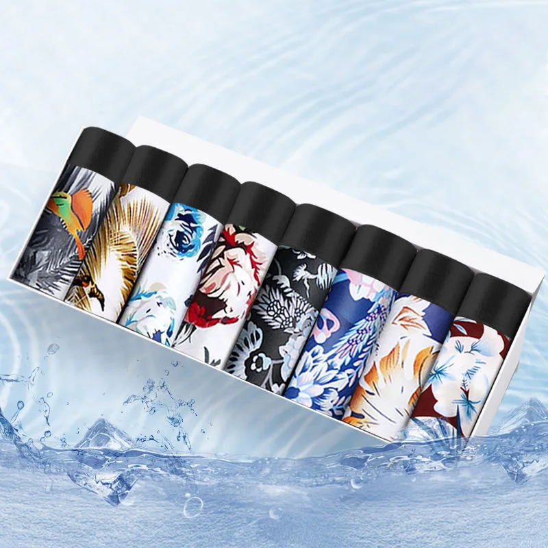 10pcs Men Underwear Boxers Shorts Ice Silk Underpants Summer Cool Shorts Underwear for Man Soft Male Panties Plus Size Boxer