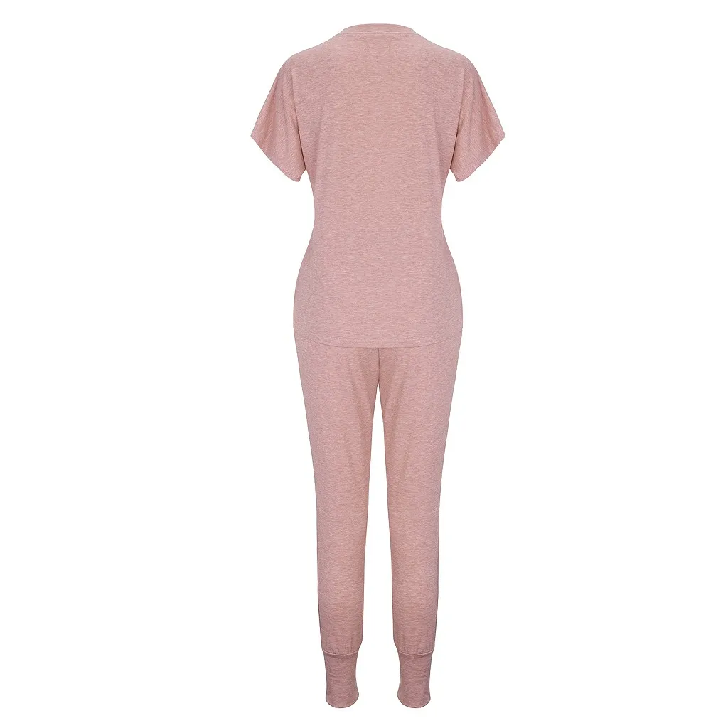 Женский комплект свободная однотонная длинная Пижама с круглым вырезом и