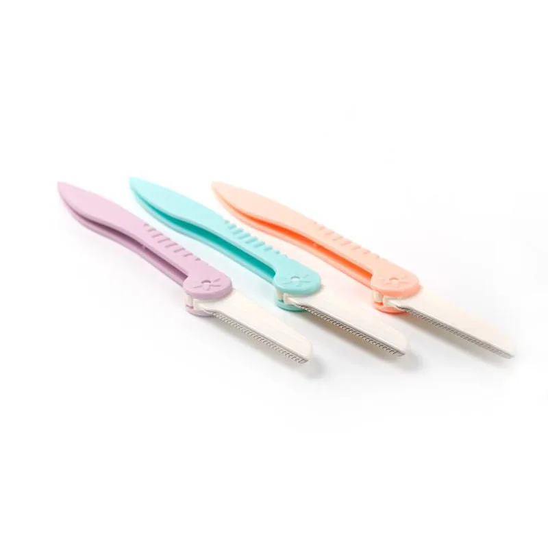 

3pcs Eyebrow Trimmer Hair Remover Facial Razor Blades Shaver Sharp Portable Collapsible Set Makeup Tool Beauty Kit Accessorie