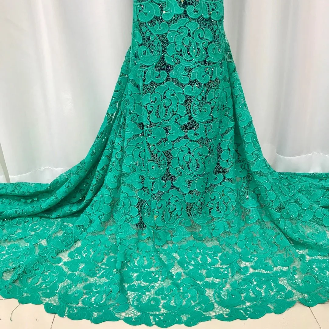 

African Guipure Lace Fabric 2021 High Quality Nigeria Cord Lace Fabric French Water-soluble Lace Wedding Dress J4305