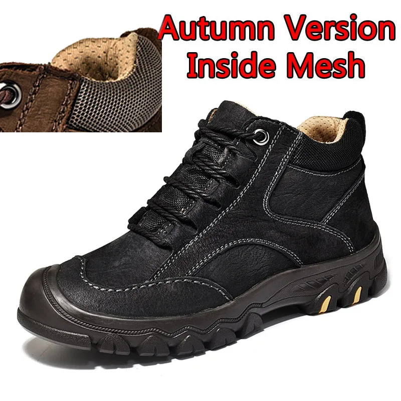 Autumn Black SURGUT/Зимние военные тактические ботинки для мужчин; кожаные уличные кроссовки с круглым носком; мужская повседневная обувь для пустыни; большие размеры 38-46 - Цвет: Autumn Black