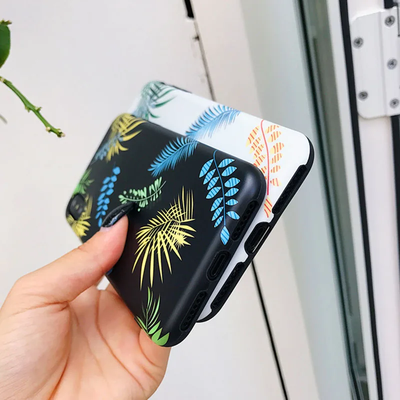 Colorful Leaves Pattern Phone Case for iPhone 6 6s 7 8 Plus X Xs XR Max TPU Soft Back Cover |