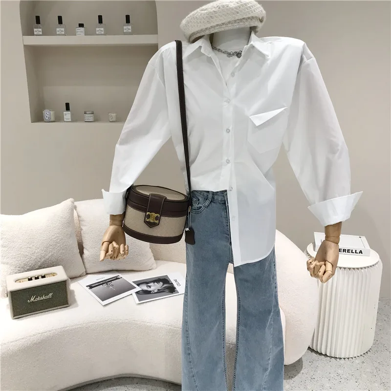 

Women Shirts Summer Turn-down Collar NONE Casual Synthetic Fiber Women Tops 2021 Fall Fashion Dropshipping